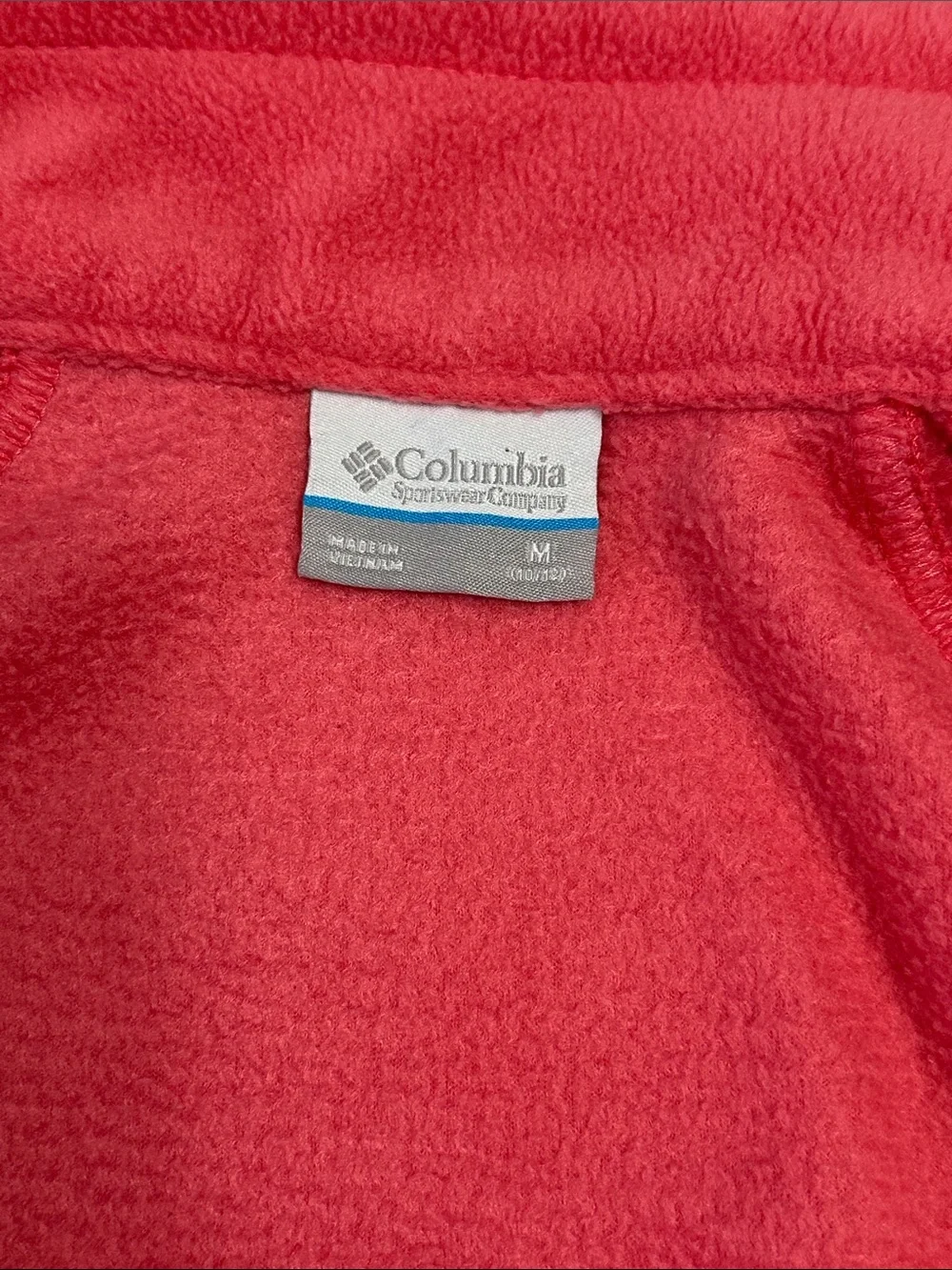 Columbia Pink Fleece Jacket Full Zip Pockets Youth Girls Medium 10/12